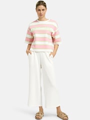 Smith & Soul White Wide Leg Cropped Scuba Trousers - Image 3 of 6