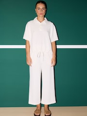 Smith & Soul White Wide Leg Cropped Scuba Trousers - Image 4 of 6