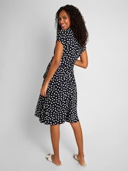 JoJo Maman Bébé Navy Blue & White Spot Maternity Shirt Dress With Tie - Image 2 of 4