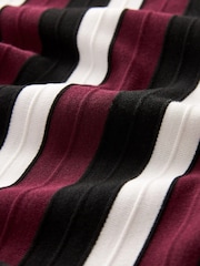 Black Red Stripe High Neck Long Sleeve Mini Dress - Image 6 of 6
