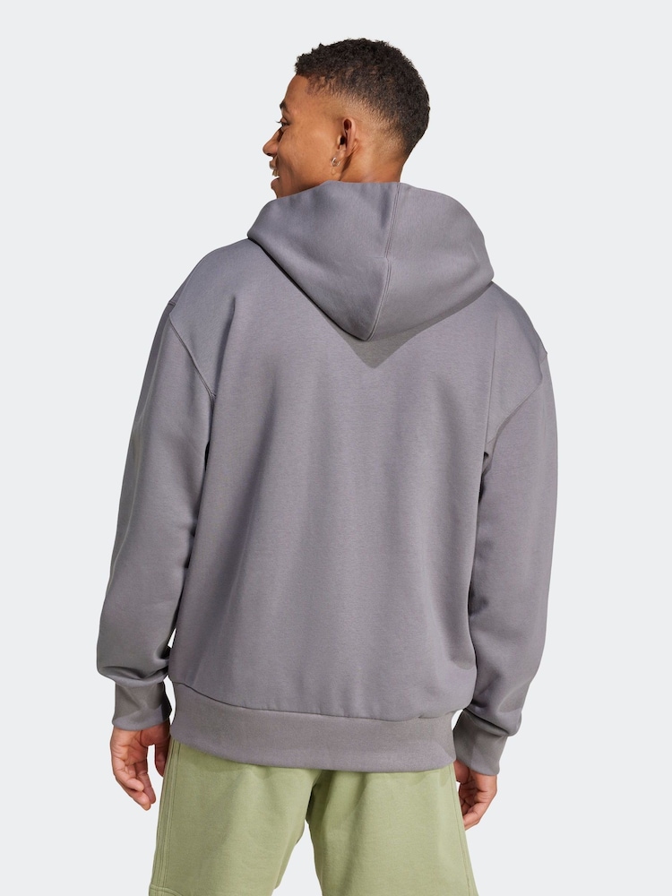 adidas Grey All Season Fleece Zip Up Hoodie - Image 2 of 7