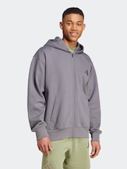 adidas Grey All Season Fleece Zip Up Hoodie - Image 3 of 7