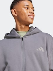 adidas Grey All Season Fleece Zip Up Hoodie - Image 4 of 7