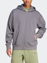 adidas Grey All Season Fleece Zip Up Hoodie - Image 5 of 7