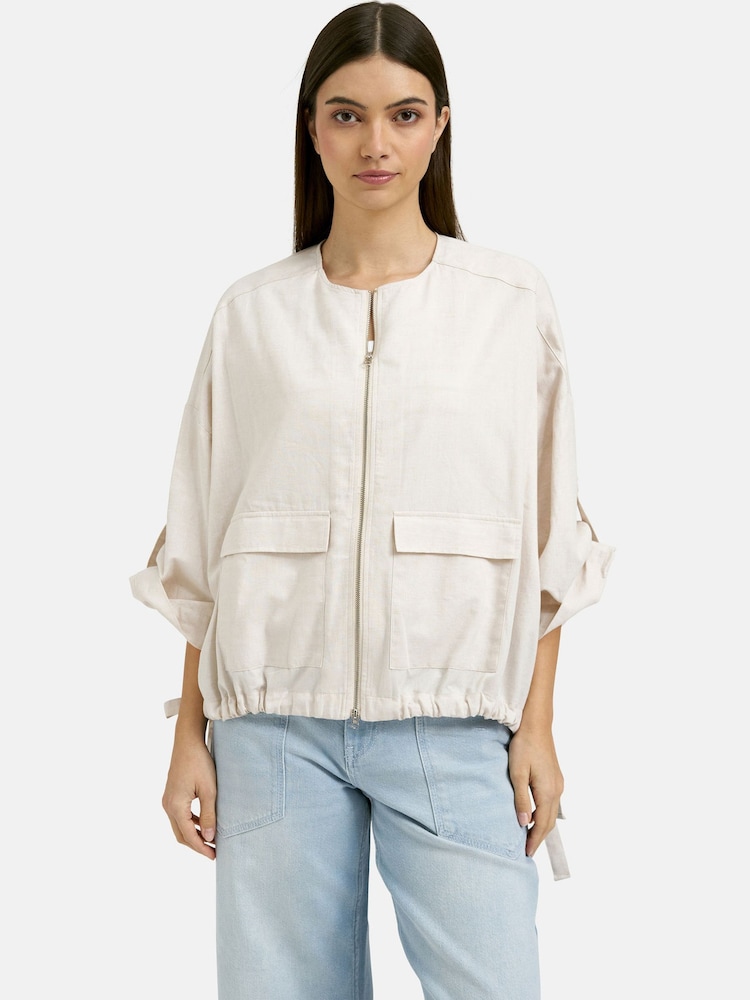 Smith & Soul Natural Linen Blend Blouson Jacket - Image 1 of 5
