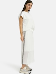 Smith & Soul White Stretch Jersey Mesh Midi Skirt - Image 3 of 7