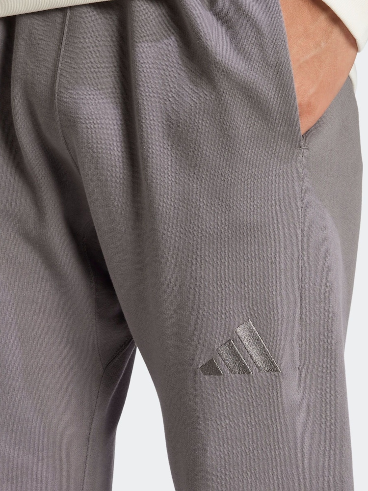 adidas Grey All Season French Terry Regular Tapered 100% Cotton Joggers - Image 4 of 7