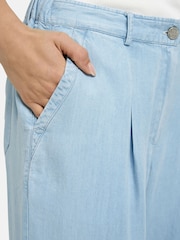 Smith & Soul Blue Wide Leg Lyocell Trousers with Hem Embroidery Detail - Image 4 of 5