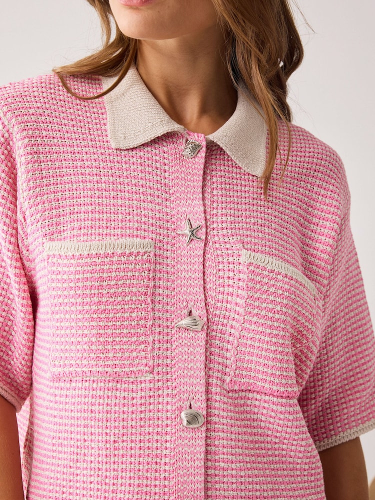Smith & Soul Pink/White Bubblegum Print Knit Cardigan - Image 6 of 6 Smith & Soul Pink/White Bubblegum Print Knit Cardigan - Image 6 of 6