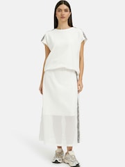 Smith & Soul White Oversized Mesh T-Shirt with Elasticated Balloon Hem - Image 3 of 5