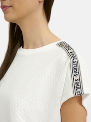 Smith & Soul White Oversized Mesh T-Shirt with Elasticated Balloon Hem - Image 4 of 5