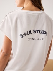 Smith & Soul White Oversized Mesh T-Shirt with Elasticated Balloon Hem - Image 5 of 5