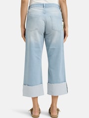 Smith & Soul Blue Cropped Denim Jeans with Cuff Hem & Patch Pockets - Image 2 of 6