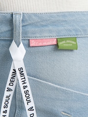 Smith & Soul Blue Cropped Denim Jeans with Cuff Hem & Patch Pockets - Image 6 of 6