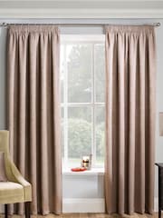 Enhanced Living Mink Brown Matrix Ready Made Blackout Pencil Pleat Curtains - Image 1 of 5