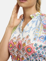 Smith & Soul Cream Boho Patchwork Print Midi Dress with Short Sleeves and Ruffle Hem - Image 4 of 6