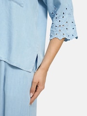 Smith & Soul Blue Embroidered Lyocell Denim Blouse - Image 3 of 5