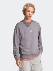 adidas Light Grey ALL SZN French Terry Crew 100% Cotton Sweatshirt - Image 1 of 7