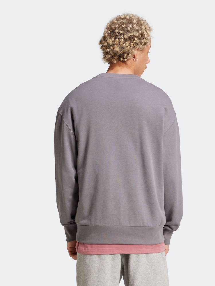 adidas Light Grey ALL SZN French Terry Crew 100% Cotton Sweatshirt - Image 2 of 7