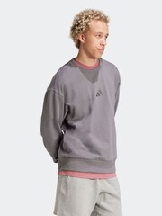 adidas Light Grey ALL SZN French Terry Crew 100% Cotton Sweatshirt - Image 3 of 7