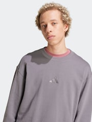 adidas Light Grey ALL SZN French Terry Crew 100% Cotton Sweatshirt - Image 4 of 7