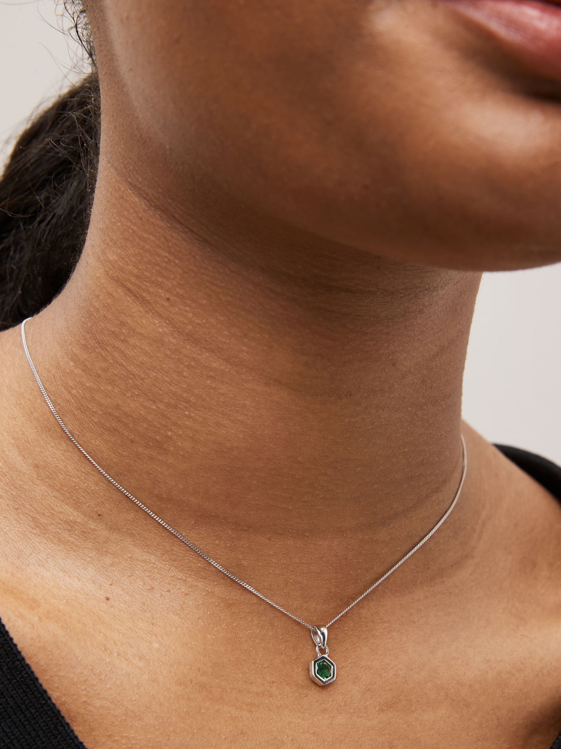 Buy Sterling Silver Hexagon Birthstone Necklace from Next Luxembourg
