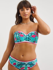 Figleaves Blue & Pink Floral Print Frida Underwired Bandeau Bikini Top - Image 1 of 5