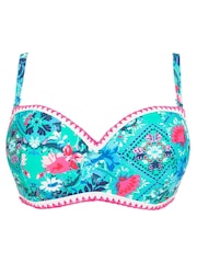 Figleaves Blue & Pink Floral Print Frida Underwired Bandeau Bikini Top - Image 5 of 5