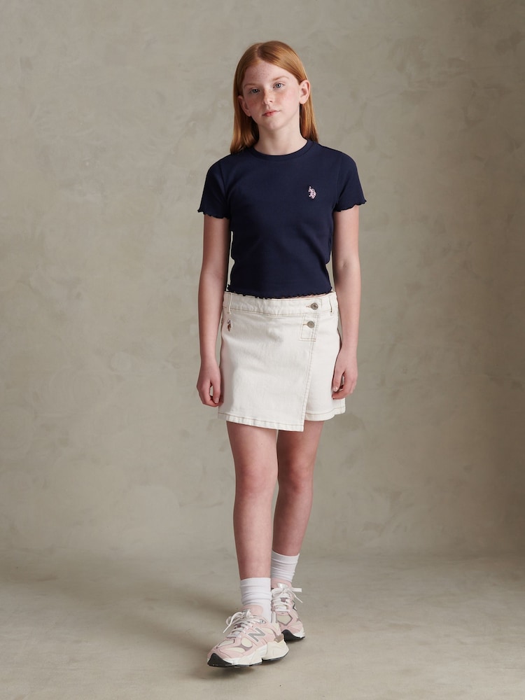 U.S. Polo Assn Blue Lettuce Hem T-Shirt - Image 2 of 6