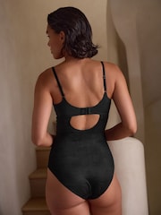 Black Microfibre And Lace Shaping Body - Image 4 of 6