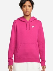 Nike Fushsia Pink Sportswear Club Fleece Pullover Hoodie - Image 1 of 3