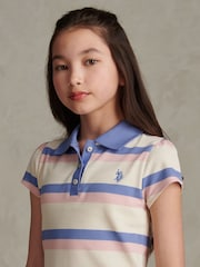 U.S. Polo Assn Blue Tri Colour Striped Polo Dress - Image 2 of 5
