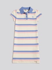 U.S. Polo Assn Blue Tri Colour Striped Polo Dress - Image 4 of 5