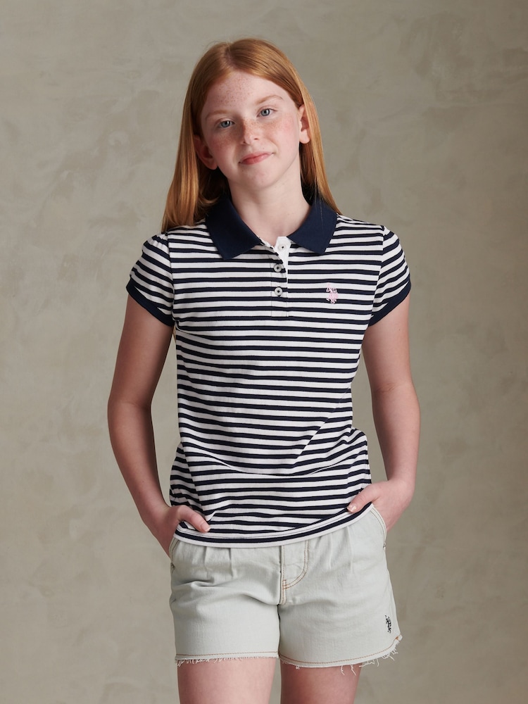 U.S. Polo Assn Blue Striped Polo Shirt - Image 1 of 6