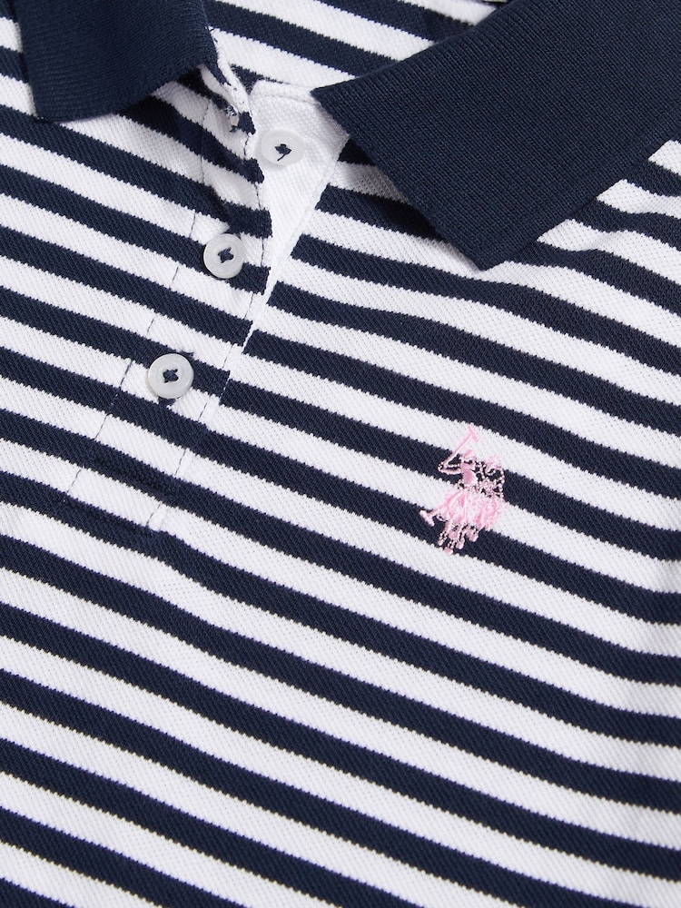 U.S. Polo Assn Blue Striped Polo Shirt - Image 6 of 6