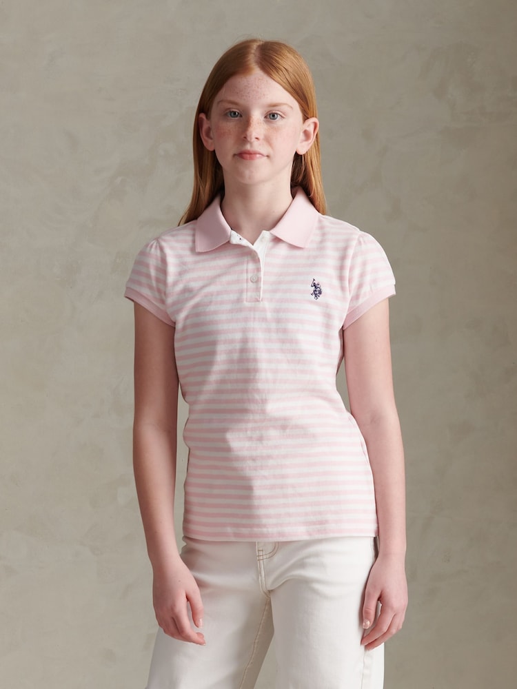 Różowy - U.S. Polo Assn Striped Polo Shirt - Obraz 1 z 8