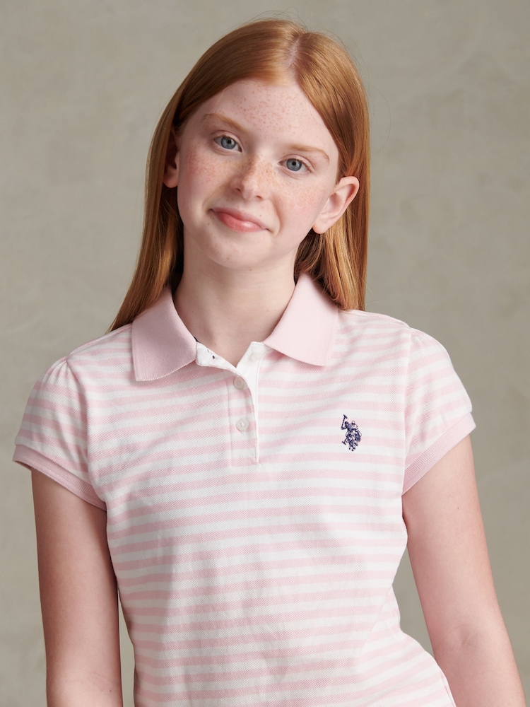 Różowy - U.S. Polo Assn Striped Polo Shirt - Obraz 2 z 8