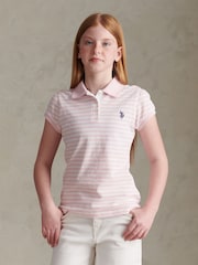 Różowy - U.S. Polo Assn Striped Polo Shirt - Obraz 5 z 8