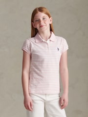 Różowy - U.S. Polo Assn Striped Polo Shirt - Obraz 6 z 8