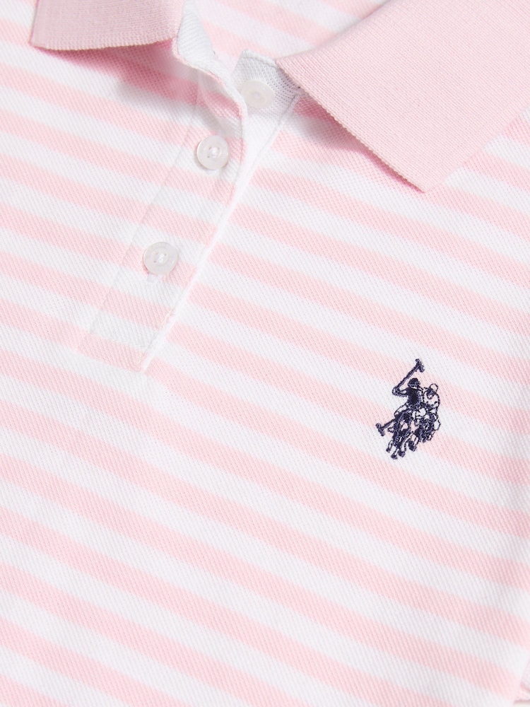 Różowy - U.S. Polo Assn Striped Polo Shirt - Obraz 8 z 8