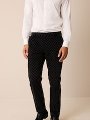 Black Slim Jacquard Tuxedo Suit Trousers - Image 1 of 9