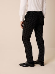 Black Slim Jacquard Tuxedo Suit Trousers - Image 2 of 9