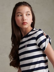 U.S. Polo Assn Blue Striped Cold Shoulder T-Shirt - Image 2 of 6
