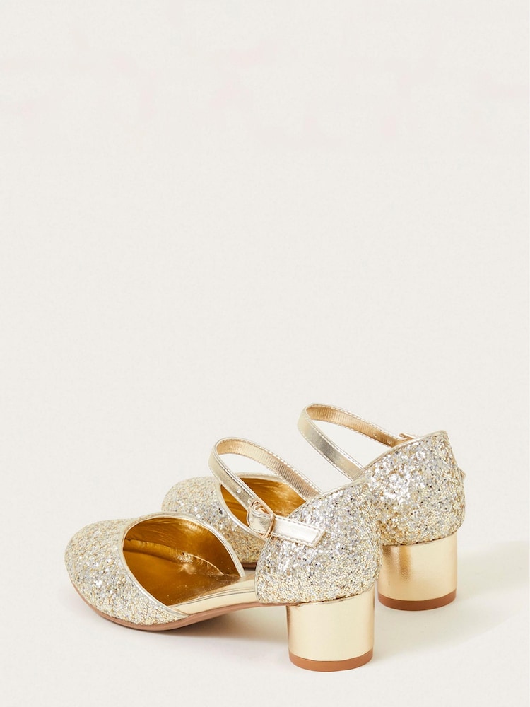 Monsoon Gold Glitter Two Part Heels - Image 3 of 3