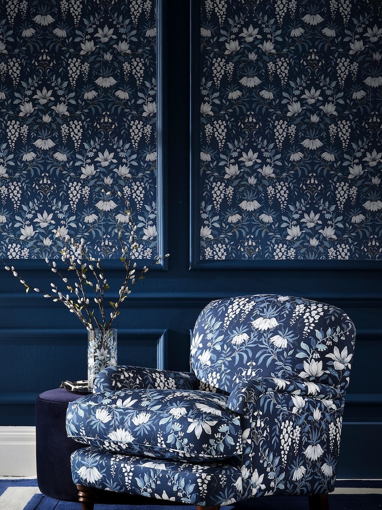 Laura Ashley Dark Seaspray Parterre A4 Wallpaper Sample - Image 1 of 2 Laura Ashley Dark Seaspray Parterre A4 Wallpaper Sample - Image 1 of 2