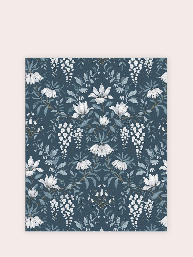 Laura Ashley Dark Seaspray Parterre A4 Wallpaper Sample - Image 2 of 2