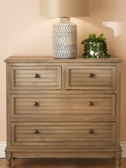 Pacific Taupe Brown Pine Wood Four Drawers Chest - Image 1 of 3