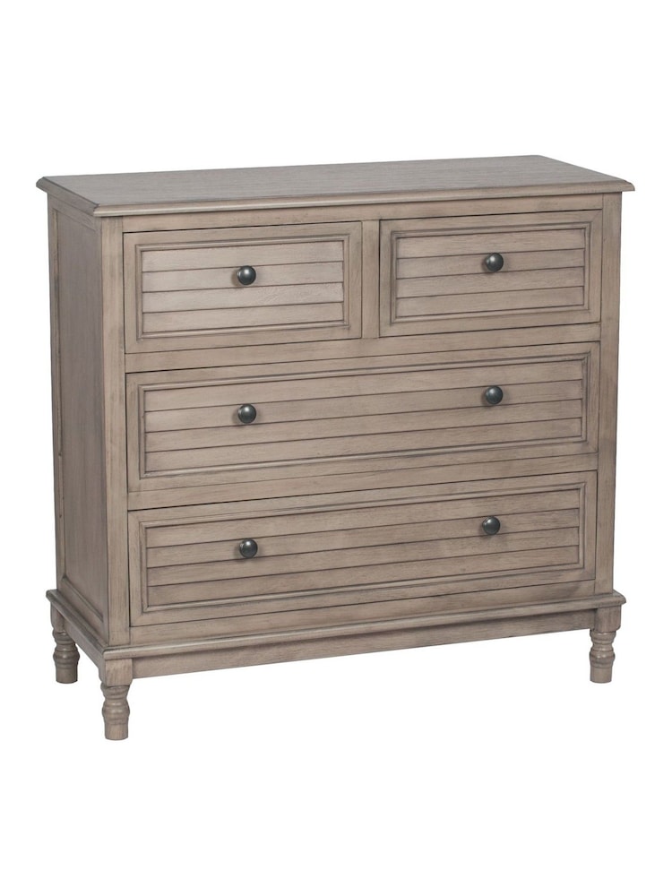 Pacific Taupe Brown Pine Wood Four Drawers Chest - Image 3 of 3