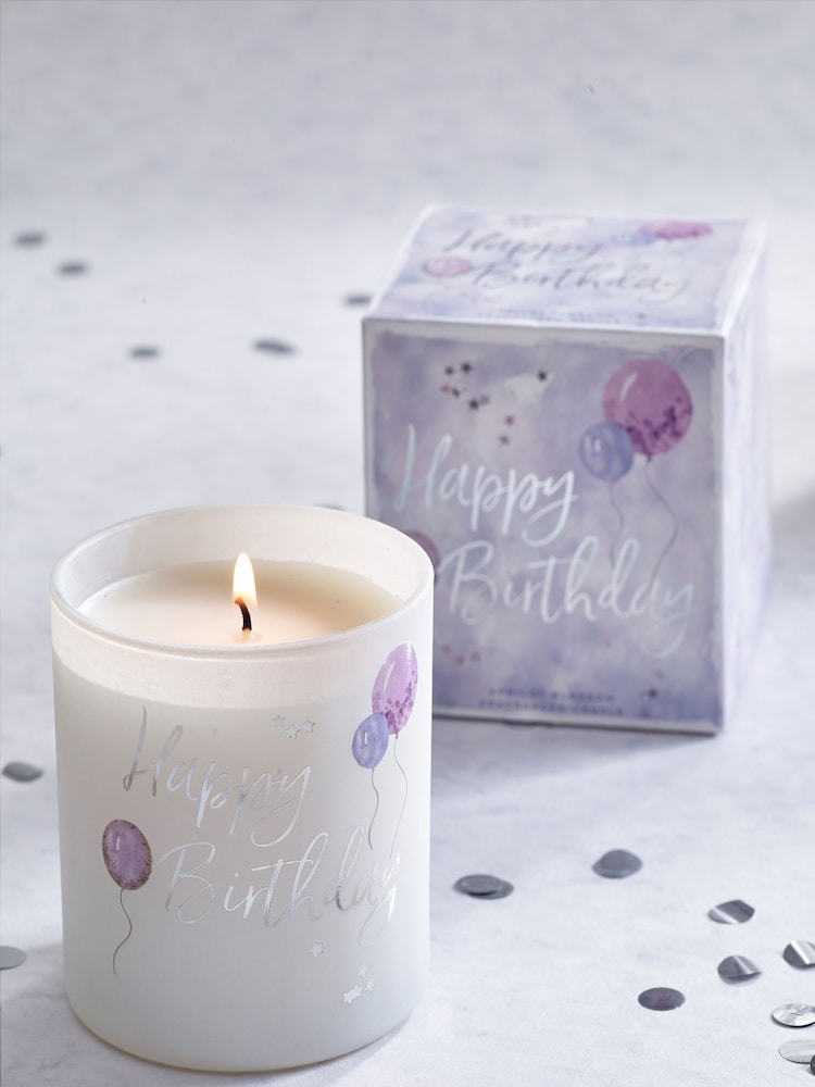Purple White Jasmine Happy Birthday Scented Candle - Image 1 of 2