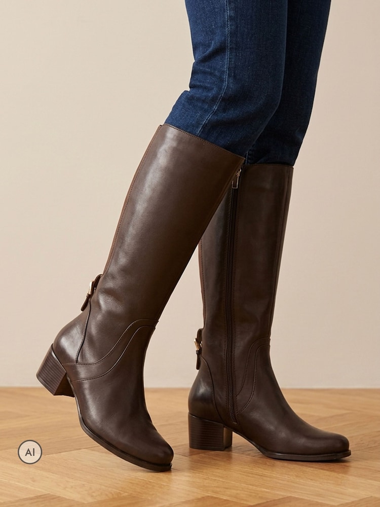 Jones Bootmaker Brown Dancer Premium Leather Calf-Length Boots - Image 1 of 6 Jones Bootmaker Brown Dancer Premium Leather Calf-Length Boots - Image 1 of 6